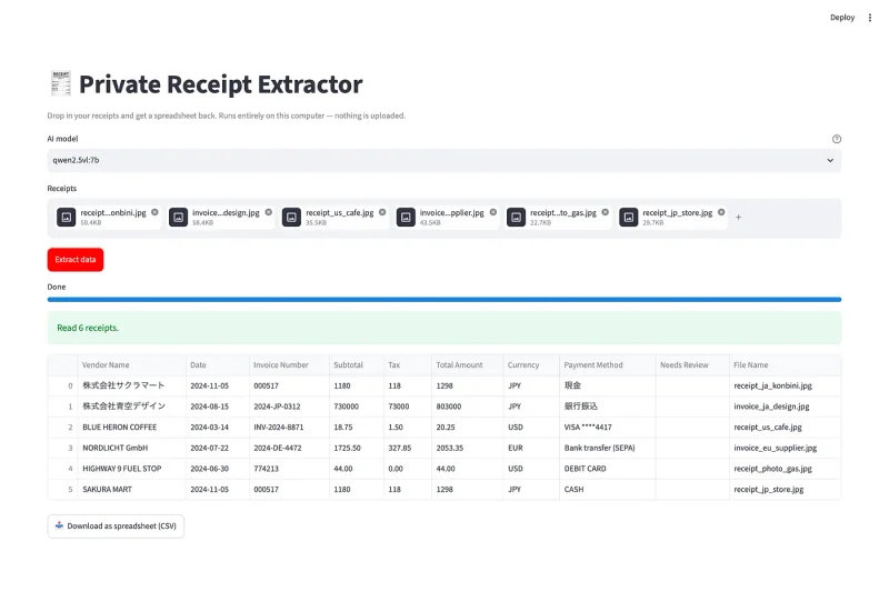 OllamaとPythonで作る、領収書をローカルAIでCSV化するツール|アシアルTechブログ